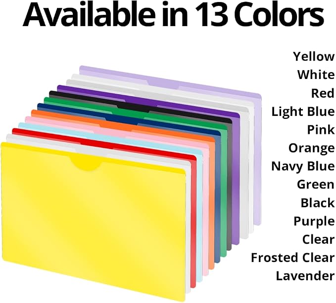 Doctor Stuff- 25 Pack, Vinyl Plastic Pocket File Folders Closed Sides, Legal Size, Clear Front Top Loading Job Jacket, Documents Holder for Office, High School and Medical Files, Lavender - Image 7