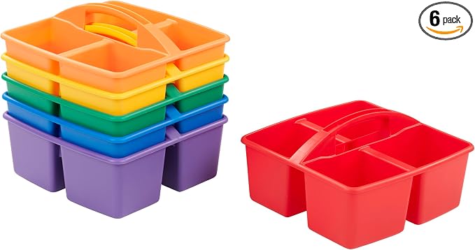 ECR4Kids 4-Compartment Medium Plastic Caddy, Multipurpose Organization, Primary, 6-Pack by ECR4Kids