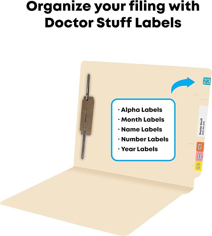 Medical File Folders with Fastener, Doctor Stuff, Letter Size, Reinforced End Tab Folders with 2” Bonded Fastener on Inside Back, 11 pt Manila Stock, Box of 50 - Image 4