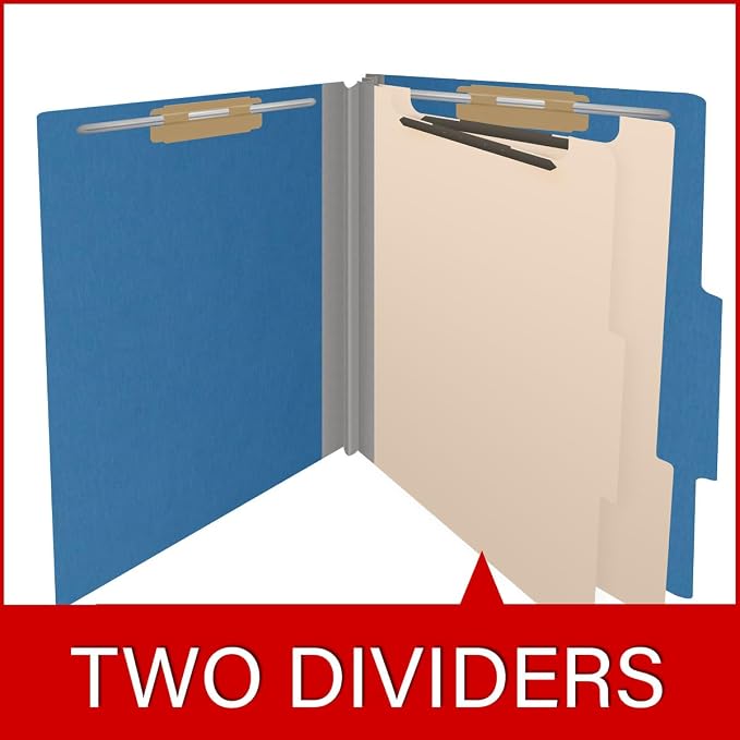 25 Pt. Pressboard Classification Folders, 2/5 Cut ROC Top Tab, Letter Size, 2 Dividers, Royal Blue (Box of 10) - Image 8