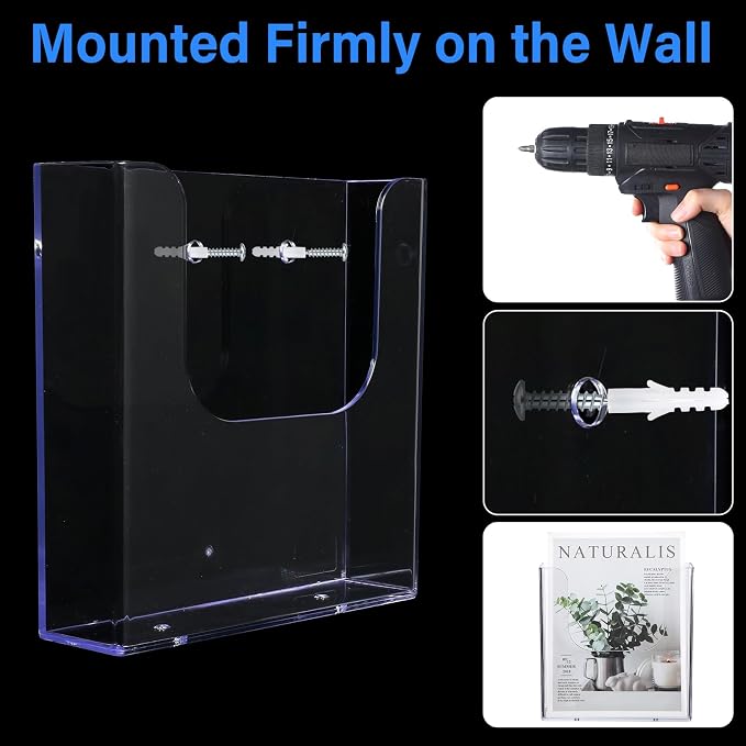 Ripeng 12 Pack Brochure Holder Wall Mount 6x9 Inch Clear Acrylic Flyer Holder Magazine Pamphlet File Display Stand Plastic Wall Organizer for Literature Mail Paper document Rack Display - Image 7