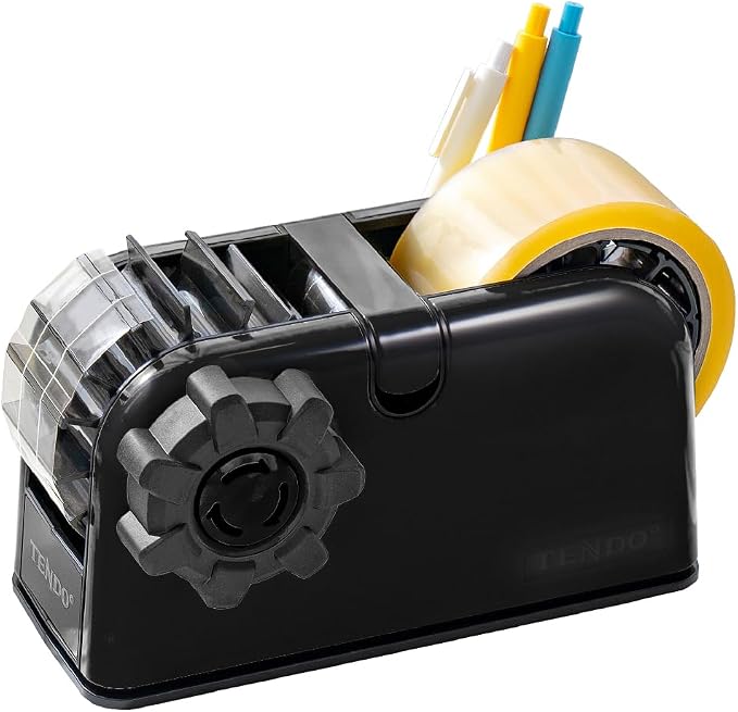 [TENDO°] TENDO Multi-Section Tape Dispenser, Custom Width Tape Cutter with 4 Cutting Sections, Built-in Safety Blade, Ergonomic Grip for Packing and Office Use, ZO-508(Black) by TENDO