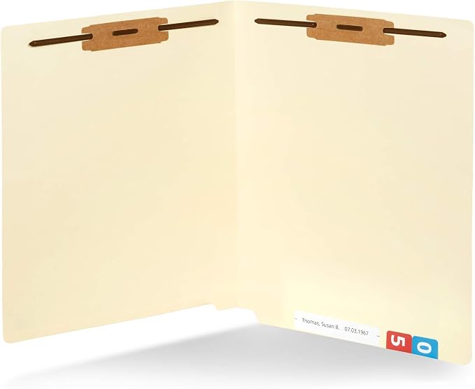 Blue Summit Supplies 50 End Tab Fastener File Folders, Heavy Duty, Manila | Heavy-duty 14pt, reinforced end tab, letter size, 2 prong bonded fasteners, for reports, files, and office records by BlueSummitSupplies