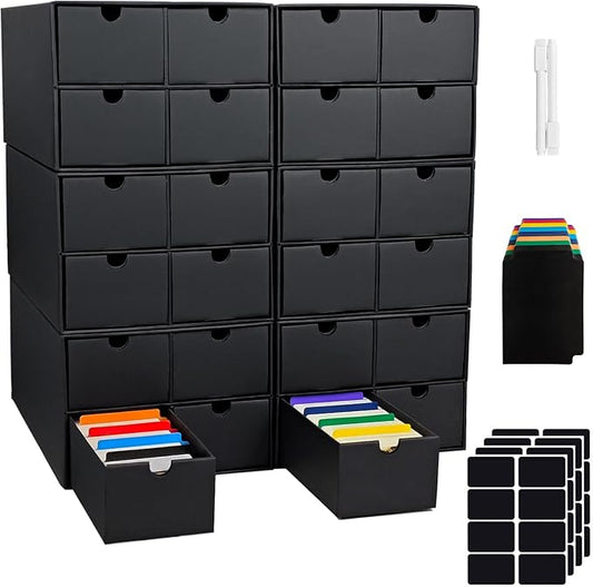 6 Sets Trading Card Storage Boxes, Includes 24-750 CT Boxes & 96 Dividers, 18000+ Trading Cards Organizer for Collectible Card Games, Sports Cards, TCG, with Labels & Pen by Unknown