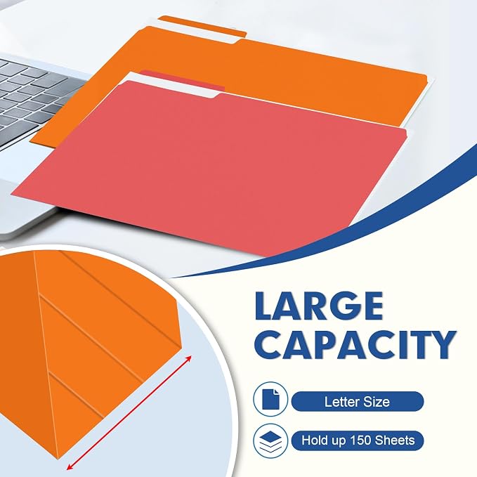 File Folder, PANDRI 270 Pack Colored File Folder, 1/3 Cut Tab, Letter Size, Assorted 12 Colors Filing Folder for Office School Business - Image 5
