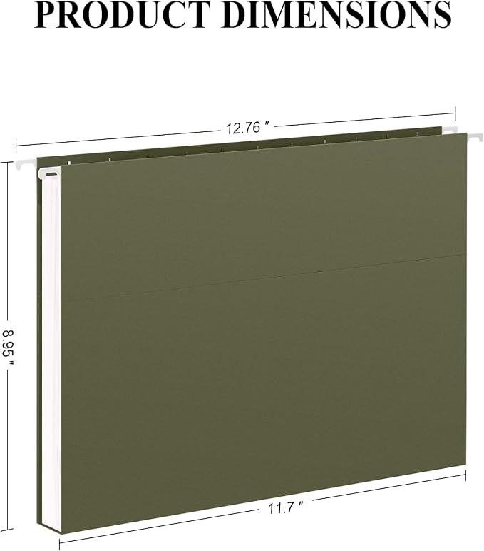 ViVin Hanging File Folders, 1/5-Cut Adjustable Tabs with 24 Per Box, 24 Pack Letter Size Hanging File Folders, Designed for Office Home School Filing Cabinet(Green) - Image 2