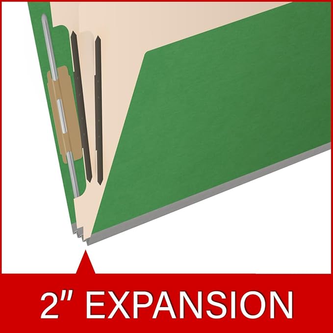 25 Pt. Pressboard Classification Folders, 2/5 Cut ROC Top Tab, Letter Size, 2 Dividers, Moss Green (Box of 10) - Image 7