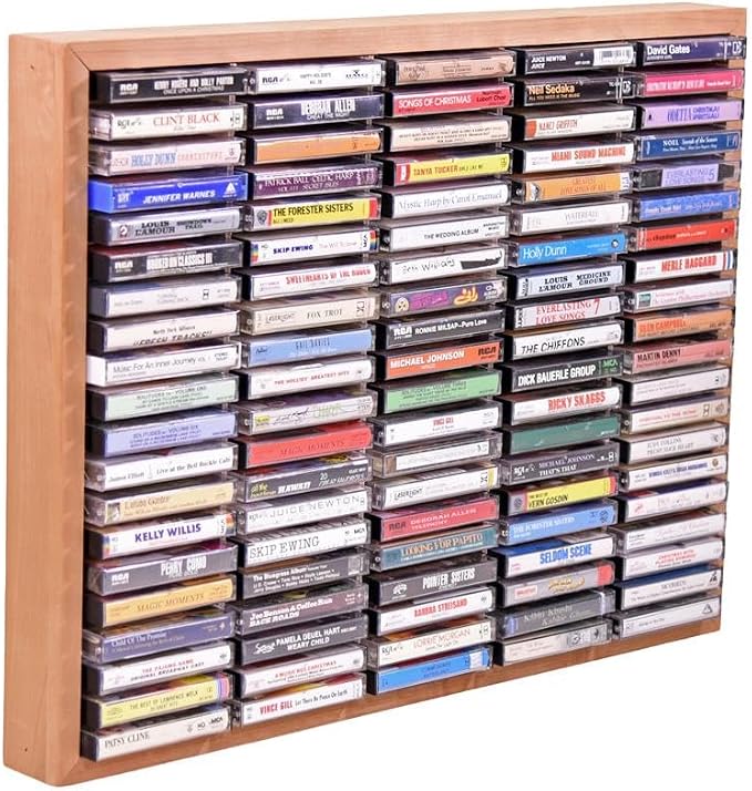 Kingdom Unfinished Wooden Cassette Tape Storage Rack, Audio Cassettes Organiser/Holder for Stamp Pads, Playing Cards, 100 Slots - Image 3