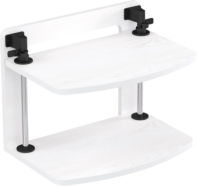 Computer Monitor Stand Riser for Reduced Neck Strain, Adjustable Height Desk Shelf Organizer Monitor Riser Stand for PC Monitor - Not for Laptop - Withe - Wood Grain, MR01-M by WikrOck