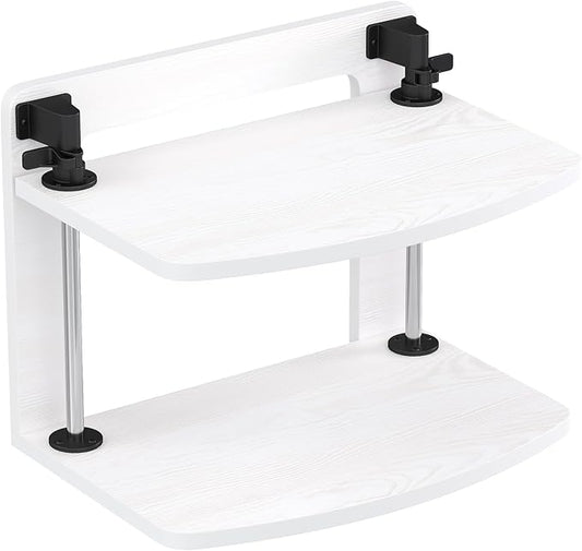 Computer Monitor Stand Riser for Reduced Neck Strain, Adjustable Height Desk Shelf Organizer Monitor Riser Stand for PC Monitor - Not for Laptop - Withe - Wood Grain, MR01-M by WikrOck