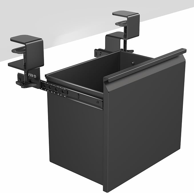 VIVO Black Clamp-on Under Desk Filing Cabinet, MOUNT-FCD1C-B | Metal Office Storage Drawer, Holds 22 lbs, for 8.5 x 11 inch Letter-Size Folders by Unknown