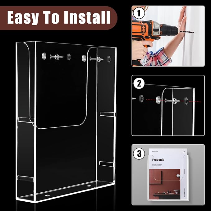 Wesiti 12 Pcs Acrylic Brochure Holder 8.5 x 11 Inches Wall Mount Flyer Holder Plastic Slat Wall Display Single Pocket Box for Magazines Poster Papers Files Menu Pamphlet Literature Documents - Image 2