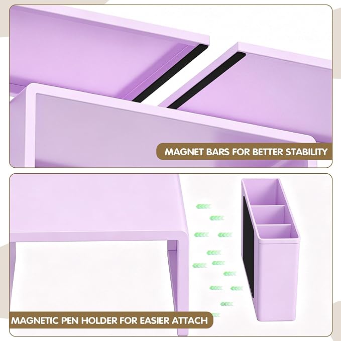 LEKETREE Dual Monitor Stand Riser with Drawer, Desk Organizer and Accessories, Monitor Stand for Desk, Desktop Stand for Computer, Laptop, TV and More (Purple) - Image 5