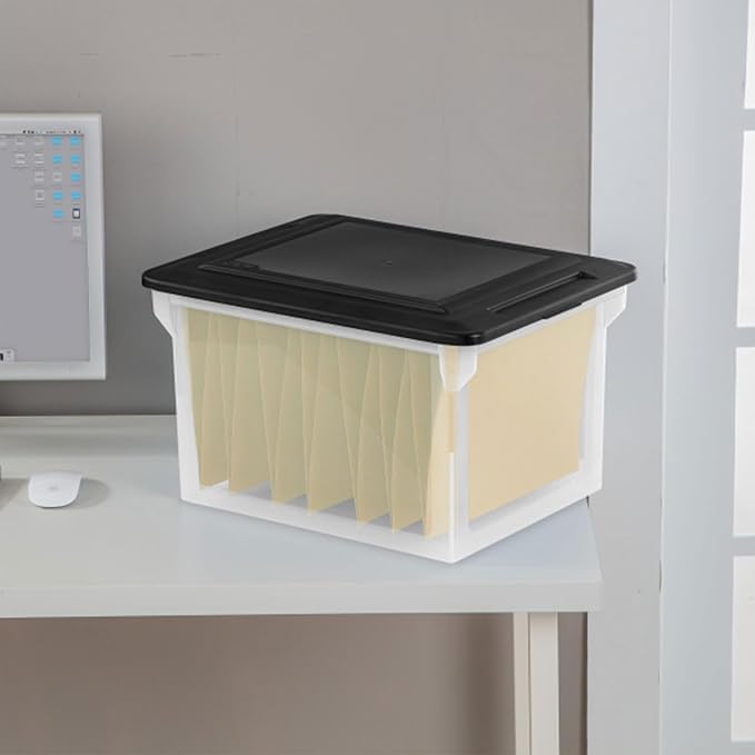 Sterilite File Box Tote with Lids for Letter and Legal Folders, 8-Pack | Stackable Plastic Document Storage and Paper Organizer for Home, Office, Desk, and Dorm Organization - Image 4
