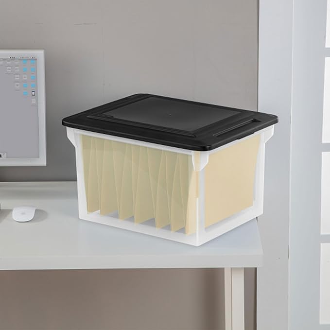Sterilite File Box Tote with Lids for Letter and Legal Folders, 8-Pack | Stackable Plastic Document Storage and Paper Organizer for Home, Office, Desk, and Dorm Organization - Image 4