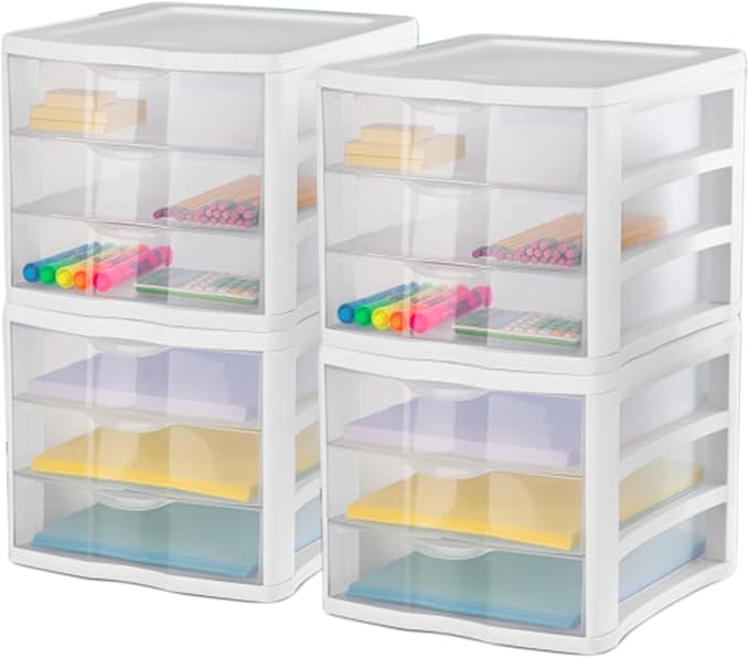 4 Sterilite ClearView Portable 3 Storage Drawer Organizer Cabinets (Open Box) - Image 5
