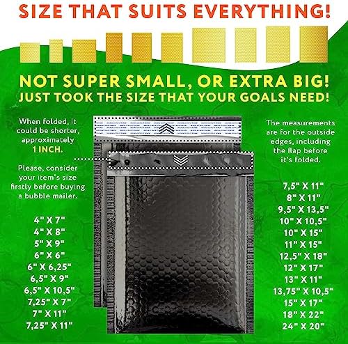 Metallic Bubble Mailers, Black Glossy Padded Envelopes 7.25 x 7 Inches, Cushion Bubble Shipping Bags, Self Seal Mailing Envelopes, Pack of 200 - Image 4