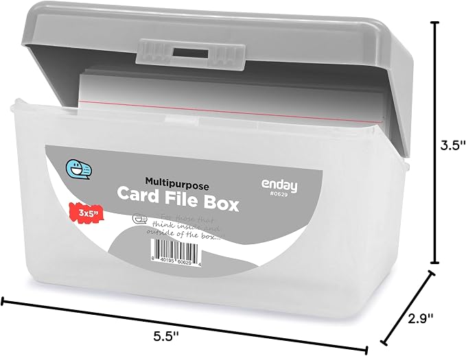 Enday Index Card Box Grey 3x5 Index Card Holder, Index Card Organizer, Flash Card Holder, Holds 250 Cards. - Image 8
