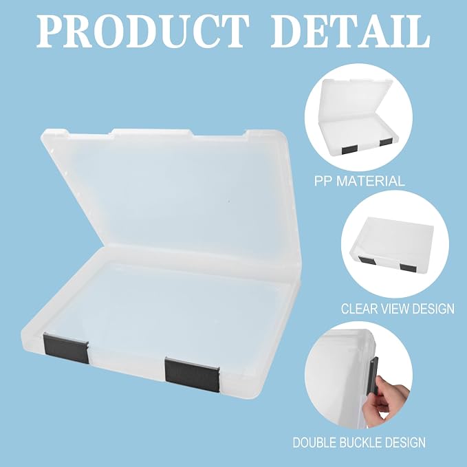 12 Pcs Clear A4 A5 File Box Document Plastic Storage Box with 48 Labels File Holder Organizer Box Paper Plastic Case Magazine Protector with Buckle Office School Supplies(Black) - Image 3