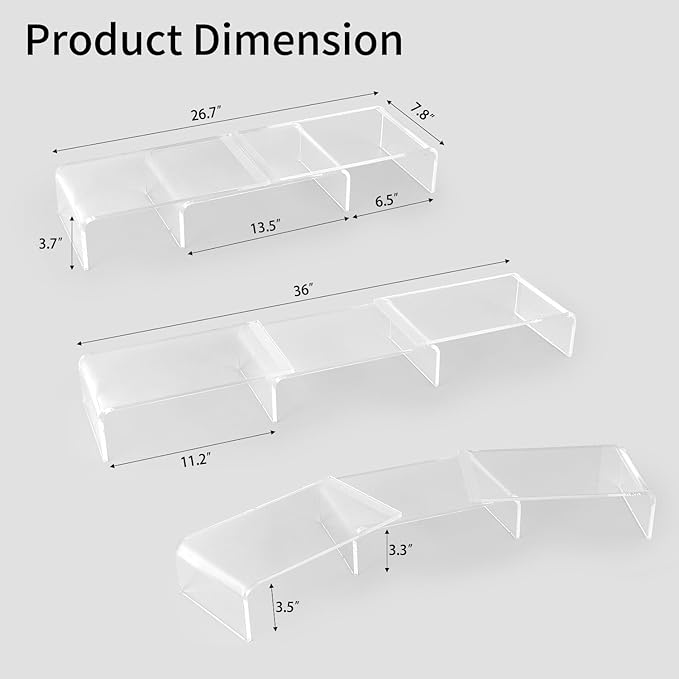 LEKETREE Acrylic Monitor Stand , Clear Monitor Stand for Desk, Computer Accessories for Home Office, Desk Organizer Shelf for Laptop, PC, Multi Media and more - Image 7