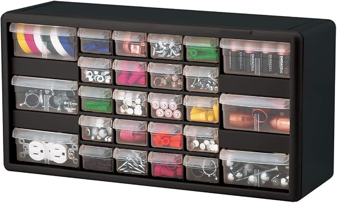 Akro-Mils 26-Drawer Plastic Storage Cabinet, 20"W x 6"D x 10"H, Black - Image 10
