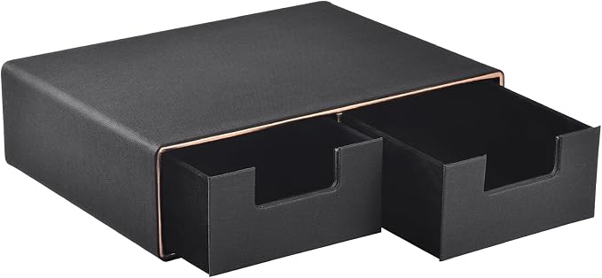 PU Leather Stackable Desk Drawer Organizer, Displayer holder with Drawers, Dressing Organizer for Jewelry/Cosmetics,Coffee Maker holder and Storage Box for Home office,Black by XNONE