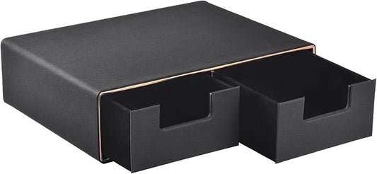 PU Leather Stackable Desk Drawer Organizer, Displayer holder with Drawers, Dressing Organizer for Jewelry/Cosmetics,Coffee Maker holder and Storage Box for Home office,Black by XNONE