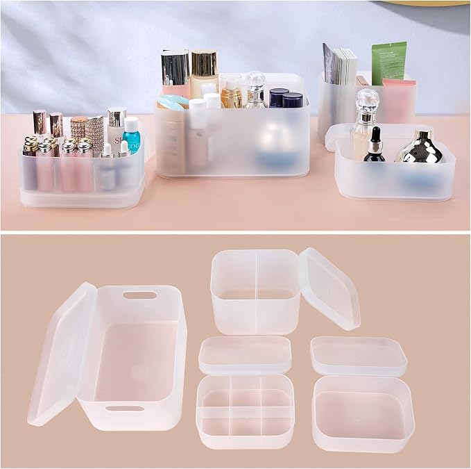 Makeup Organizer Case,Stackable Clear Makeup Organizer Holder, Multi-size Makeup Case Vanity Storage Holder Set for Makeup, Jewelry, toiletries,Makeup Artist Must Have - Image 4