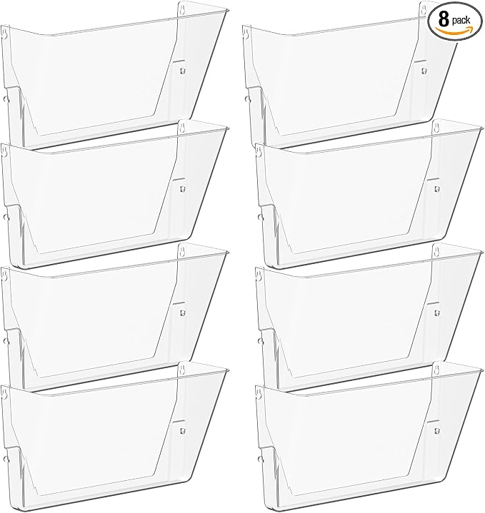 Gawerk Clear Acrylic Single Pocket, Plastic Hanging Wall Mount File Holder for Office Home (Clear, 8 Pack) by Gawerk