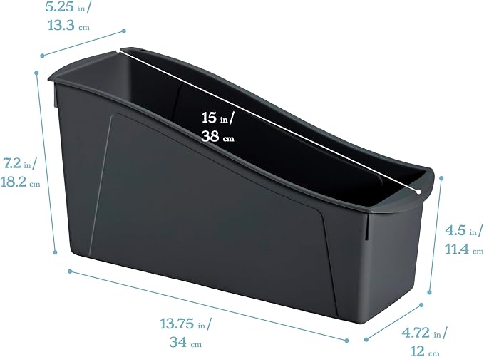 ECR4Kids Linking Plastic Storage Book Bin, Multipurpose Organization, Black, 10-Piece - Image 2