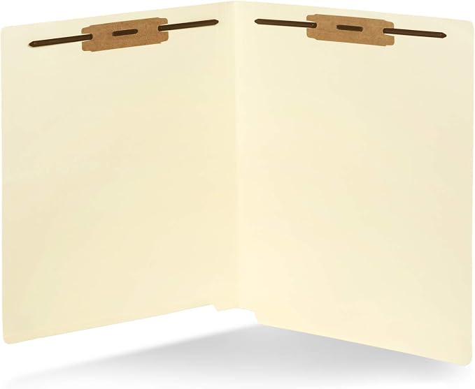 Blue Summit Supplies 50 End Tab Fastener File Folders, 2 Fastener, Manila | Reinforced end tab, letter size, 11pt, 2 prong bonded fasteners, for medical files, reports, and office records by BlueSummitSupplies
