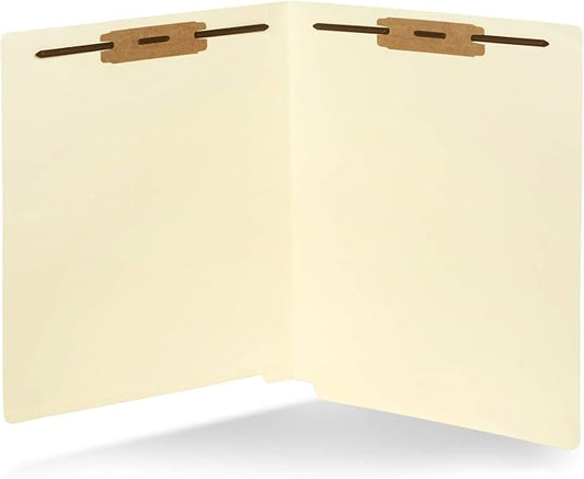 Blue Summit Supplies 50 End Tab Fastener File Folders, 2 Fastener, Manila | Reinforced end tab, letter size, 11pt, 2 prong bonded fasteners, for medical files, reports, and office records by BlueSummitSupplies
