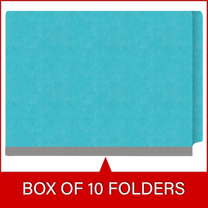 Ecom Folders Heavy Duty Top Tab Classification Folders | Letter Size 18 Pt Stock with 1 Divider | 2/5 Cut Right Position Tab for Medical, Legal and Office Documents | Light Blue, Box of 10 - Image 6