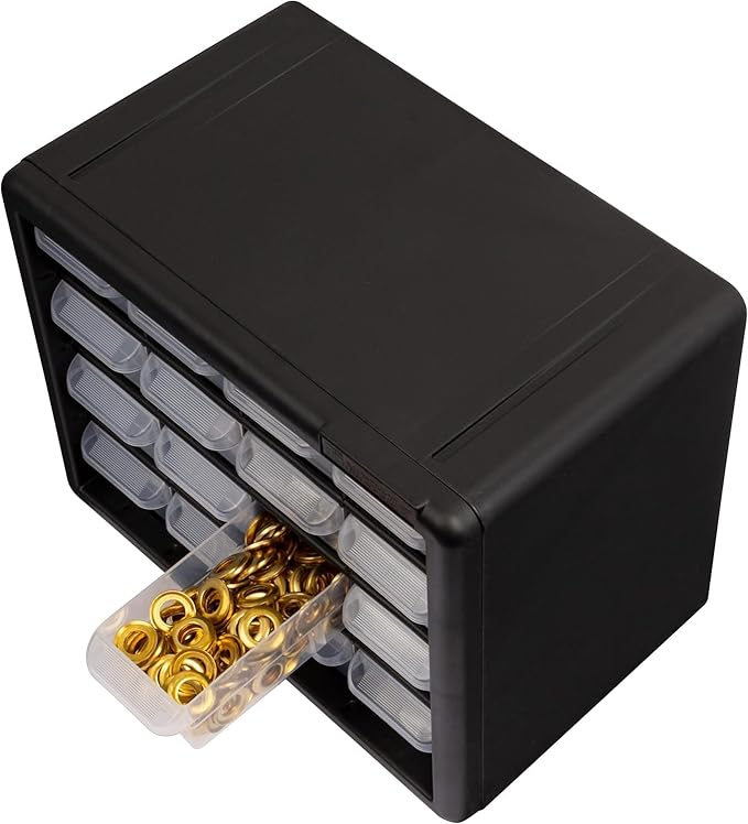 Akro-Mils 16-Drawer Plastic Storage Cabinet | 10-1/2 x 6-1/2 x 8-1/2 Inch | Black | Model 10116 | Garage Organization - Image 15