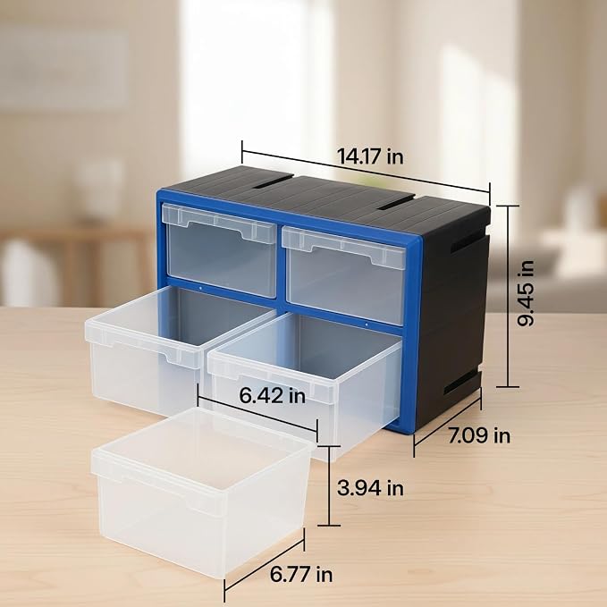 Northsky 4-Drawer Small Parts Cabinet, Stackable, Clear, 14.17 × 7.09 × 9.45 in 4 * Clear - Image 3