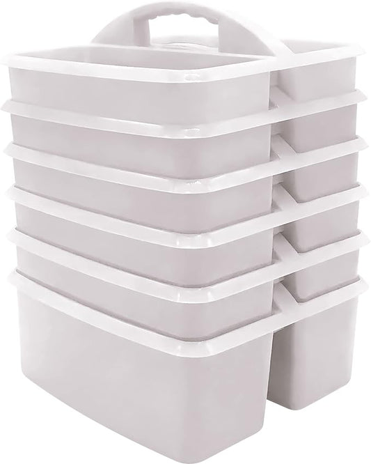 Teacher Created Resources White Portable Plastic Storage Caddy 6-Pack for Classrooms, Kids Room, and Office Organization, 3 Compartments by TeacherCreatedResourcesOS