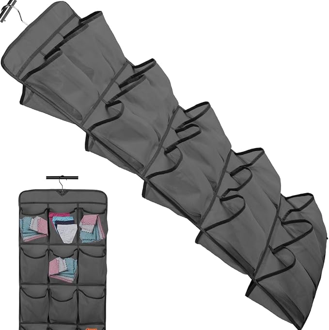 30 Large Pockets Dual Sided Hanging Shoe Organizer Double-Side Closet Storage Shelves with Rotating Hanger Space Saving Storage Bag Portable Shoe Rack Holder for Bedroom Laundry Room,Black - Image 5