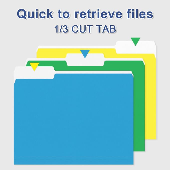 File Folder, PANDRI 220 Pack Colored File Folder, 1/3 Cut Tabs, Letter Size, Assorted 6 Colors Filing Folder for Office School Business - Image 3