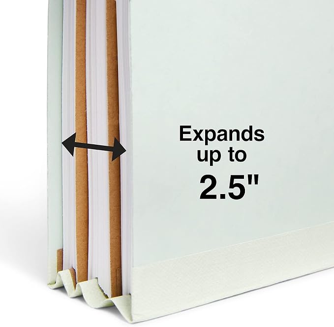 Staples Top‑Tab Pressboard Classification Folder, Letter Size, 2 Partitions, Gray/Green, Durable Construction, 10/Box - Image 3