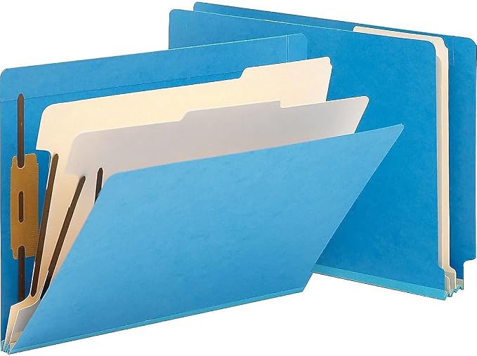 Smead End Tab Classification File Folder, 2 Dividers, 2" Expansion, Letter Size, Blue, 10 per Box (26836) - Image 3