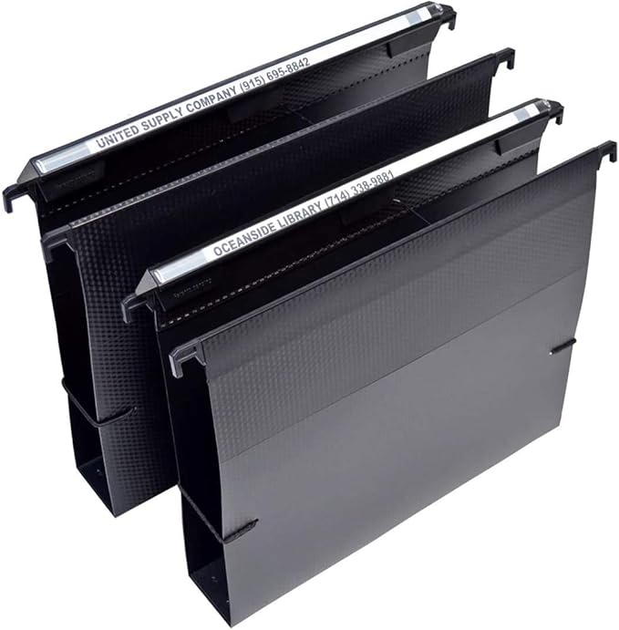 Ultimate Office MagniFile 2" Box-Bottom Hanging File Folders, Set 2 Black | Extra-capacity letter size + bungee for bulky files. 11" Magnified Lens DOUBLES The Size of File Titles to FIND FILES FAST. by UltimateOffice