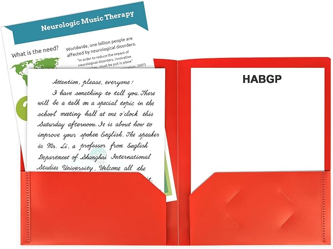 HABGP Plastic Folders with Pockets, 6 Color Heavy Duty Two Pocket Folders | Business Card Holder, for Office, High School - Image 3