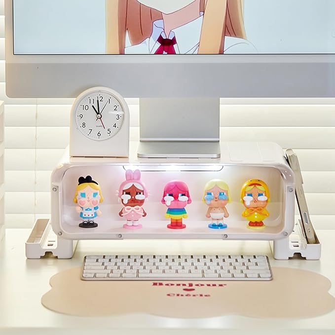 Monitor Stand Riser Small, Computer Monitor Stand with Drawer and Display Minifigures, Computer Desktop Stand with Lights, Removable Elevated Structure, Compatible with Computers, Desktops, and Laptops - Image 2