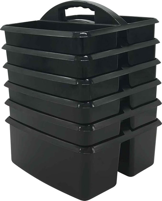 Teacher Created Resources Black Portable Plastic Storage Caddy 6-Pack for Classrooms, Kids Room, and Office Organization, 3 Compartment by TeacherCreatedResourcesOS