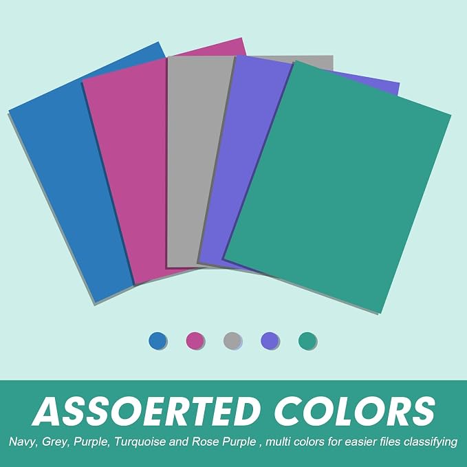 Two Pocket Folders, RAZCC 125 Pack 2 Pocket Folders Fit Letter Size Paper, Paper Folders with Pockets for School Office Business Home (Assorted 5 Colors) - Image 4