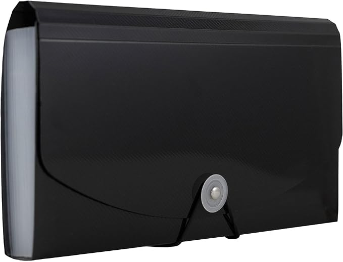 JAM PAPER Accordion Folders - 13 Pocket Plastic Expanding File - Check Size - 5 x 10 1/2 - Black - 2/Pack - Image 2