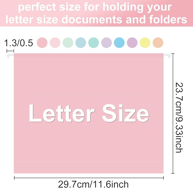 Hanging File Folders, 70 Pack Letter Size Hanging File folders with 1/5-cut Tabs, Stay Organized for Your Home and Office Bulk File, Documents and Paper, Macaron 10 Colors - Image 2