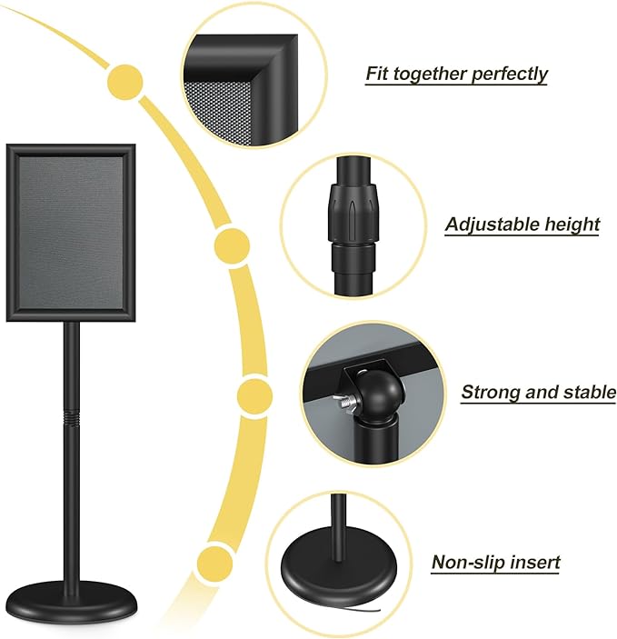 Relx Sign Holder Stand 8.5x11 inch - Adjustable Floor Standing Sign Holder - Signage Stand with Snap-Open Frame Display for Malls,Schools,Restaurants - Image 4