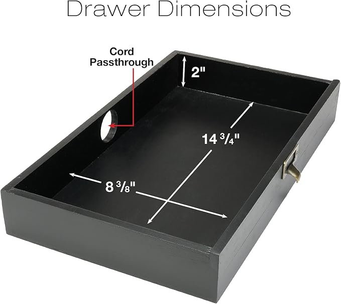 EXCELLO GLOBAL PRODUCTS Wooden Monitor Stand: Includes Drawer for Desktop Organization of Notebooks, Pens, Pencils & Office Supplies (Black) - Image 4
