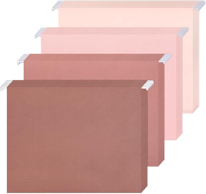 Whaline 36 Pack Dusty Pink Hanging File Folders Letter Size 4 Colors Pink File Pockets with Tab for Home Office Classroom Supplies, 9.2 x 12.8 Inch by Whaline